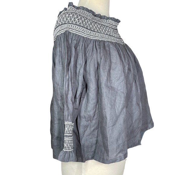 New~ Chan Luu Handcrafted Off The Shoulder Boho Linen Blouse Size M - Picture 2 of 10